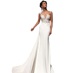 European and American new dress wish Dunhuang sexy lace perspective wedding dress long skirt