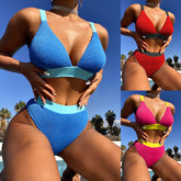 Chan double new bikini color matching swimsuit European and American backless swimsuit female sexy swimsuit stitching bikini
