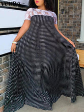 VONDA Elegant Dresses For Women 2022 Random Printed O Neck Short Sleeve Spliced Lace A-Line Vestidos Bohemian Party Casual Plus Size Long Dresses