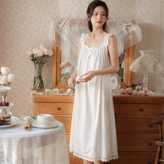 Sling pajamas cotton new girl summer thin court French sweet long dress pajamas home clothes