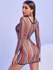 Sexy women's pajamas transparent camouflage bag long-sleeved short skirt plus size one-piece short skirt