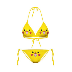 European and American sexy fashion temptation three-point split comfortable bikini swimsuit Pikachu print
