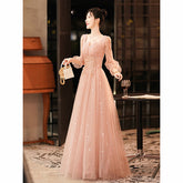 Best-selling new 2023 new spring temperament ladies French evening dress host gentle pink evening dress female banquet