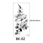 Pencil Sketch Flower Temporary Tattoos Sticker Women's Fashion Body Art Arm Wasit Tatoos Fake Black Rose Waterproof Tattoo Decal