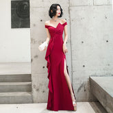 Toast clothing bride 2022 new red high-end sense one-shoulder fishtail light luxury niche high-end evening dress skirt women
