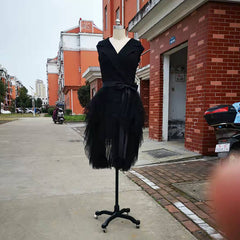 Ladies Sleeveless Short V-neck Fashion Party Evening Dress