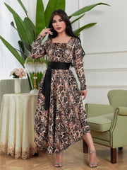 Snake print elegant slim waist dress