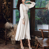 Ladies Mid Length Long Sleeve V Neck Chiffon Dress Dress LX507