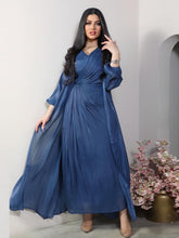 Modest bright silk satin dress robe fashion abaya soft two-piece
