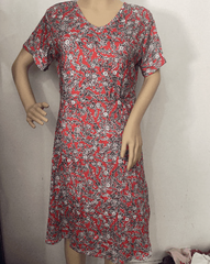 2023 V-neck casual dress summer retro floral print women's clothing Korean tulle A-line stitching midi dress