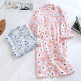 New Japanese Kimono Spring And Summer Ladies Robe 100% Cotton Gauze Long sleeved Nightgown Plus Size Bathrobe Soft And Steaming
