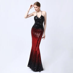 Ladies Fashion Sexy Sling Slim Sequined Party Evening Dress