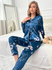 Women's fashion short-sleeved trousers loungewear can be worn outside silk pajamas set