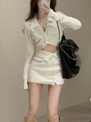 2023 Spring Autumn Knitted Dress Ladies Casual Long Sleeve 2-Piece Dress Korean Elegant Y2K Mini Dress Sweater Office Ladies 3.25