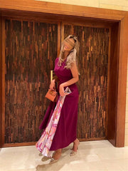 فستان سترة حمراء وردية