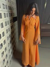 Orange elegant neckline hot diamond waist dress