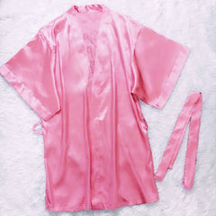 Silky Sleepwear Women Satin Home Clothes Nightgown Sexy Kimono Robe Homewear Bathrobe Gown Nightwear With Belt Casual Kimono Bathrobe