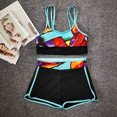 Women's Swimsuit Flower Print Push Up Two piece Bikinis Swimsuit Split Swimwear Bathing Suit Beachwear купальник женский #40