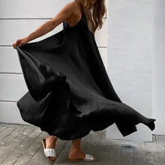 ZANZEA Women's Sling A-line Dress With Adjustable Buttons No Pockets Casual Fashion Simple Color Long Skirt Sling Skirt Large Size