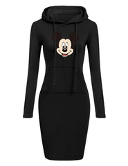 Autumn and winter new Mickey Mouse Mickey casual hooded sweater dress