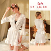 سر الحب البرتقالي درجة الحرارة غرفة خاصة منامة مثير الرغبة الحرير لوتس الأصفاد سترة رداء الخارجي ثوب النوم