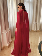 Red Chiffon Paneled Dress