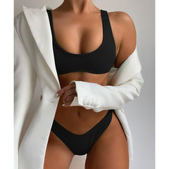 جديد 2021 بيكيني ملابس السباحة النسائية الصلبة ملابس الصيف الشاطئ السباحة البرازيلي مجموعات مبطن الاستحمام ثوب السباحة الإناث