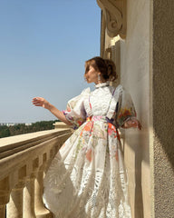 Cutout Lace Panel Pleated Dress