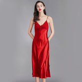 women Sleepwear Nightdress summer Long Sleep Dress Satin Rayon Solid Nightie Nightgown Plus Size female Nightwear Spaghetti Strap Nightdress