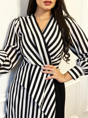 black and white striped dress
