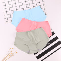 5 pieces of ladies sexy seamless solid color one piece ice silk color panties