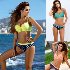 New triangle solid color sexy bikini swimsuit candy color polka dot swimsuit spo