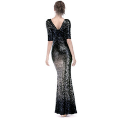 Ma'am Gradient party Evening dress long-style Slim fashion Dress Full dress black