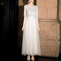 فستان مضيف نسائي لخريف 2022 فستان سهرة شبكي لامع مزين بالترتر لخريف 2022