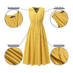 ZANZEA Women Elegant Dresses Solid V-Neck Sleeveless Elastic Waist Ankle Length Dress Fashion Holiday Casual Loose Ladies Vestido Plus Size