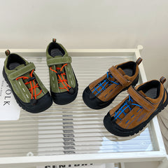 Xia Meng children's shoes 2023 new children's outdoor hiking shoes boys and girls leather sports shoes hiking shoes