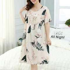 Nightgowns Women Printed Trendy Sweet Plus Size 5XL Chic Korean Style Lovely Home Womens Sleepshirts Nightwear Comfortable