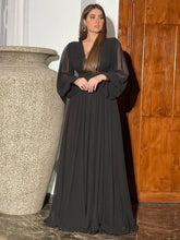 Black elegant chiffon waist dress