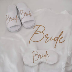 3pc set of bride robe eyemask slippers bridesmaid kimono wedding bridal party shower bathrobe getting married robes(Excluding eye mask and slippers)