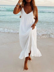 V-neck sexy halter straps beach holiday boho dress women