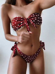 Ladies Swimsuit Dot Print Sexy Split Bikini