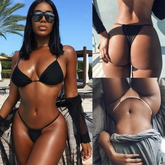 European and American Sexy Lingerie Black Stretch Fabric Beach Bikini Set