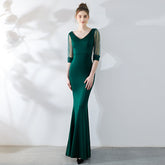 Hot selling new bride toast dress fashion banquet red sexy slim mermaid skirt wedding evening dress women