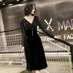 Ladies V-neck short velvet fashion party dress birthday party dress dress