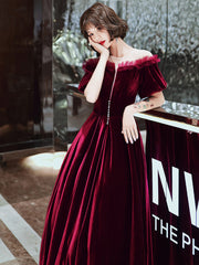 Ladies stitching velvet mid-length banquet evening dress fashion party dress holiday birthday dress dress