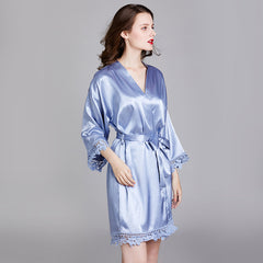 Women Kimono Gown Bathrobe Gown Soft Satin Sleepwear Nightdress Lace Kimono Robe Women Wedding Bride Bridesmaid Robes Home clothes