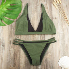 Ladies bikini swimsuit army green mesh fashion bikini swimwear