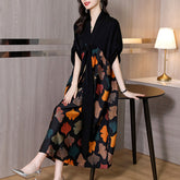 Spring and summer fashion -end V-neck dress strap splicing large size dress
