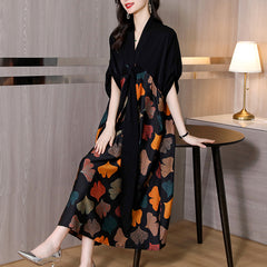 Spring and summer fashion -end V-neck dress strap splicing large size dress