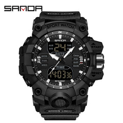 SANDA 6126 Men Watches 50M Waterproof Sports Military Watch Digital Wristwatch